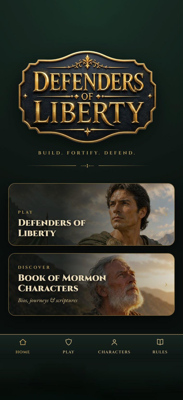 Defenders of Liberty app home screen